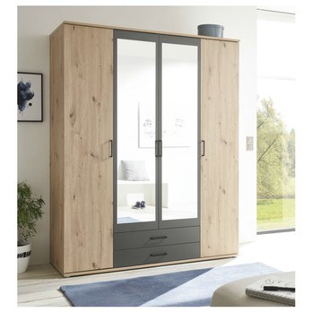 Šatní skříň RAMON dub artisan/antracitová 1