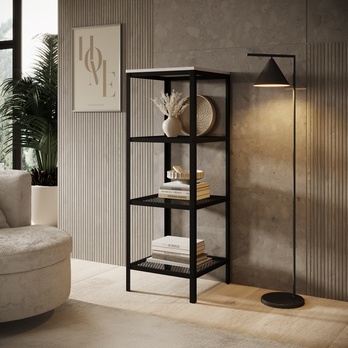Regál  RELI černá/bílá lesklá 1