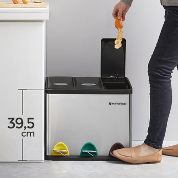 Odpadkový koš na tříděný odpad REYCLING 2 stříbrná/černá, 24 L 2