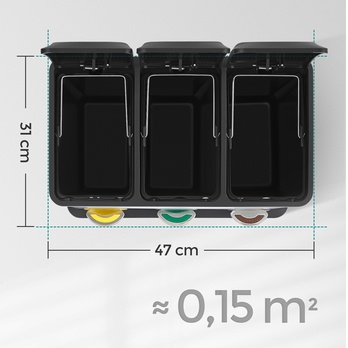 Odpadkový koš na tříděný odpad REYCLING 2 stříbrná/černá, 24 L 6