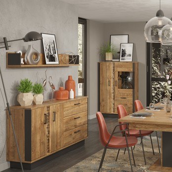 Nástěnná police RIAN dub/černá 1