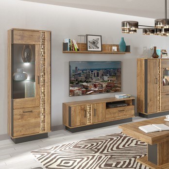 Nástěnná police RIAN dub/černá 4