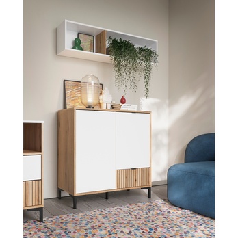 Komoda RICKO K02 dub evoke/alpská bílá 1