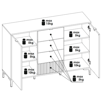 Komoda RICKO K05 dub evoke/alpská bílá 5