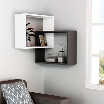 Nástěnný regál RING bílá/antracitová 1