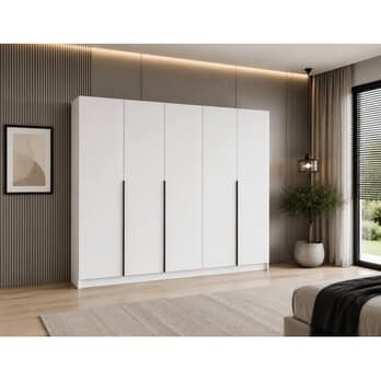 Šatní skříň RIVA 250 bílá, výška 215 cm 1