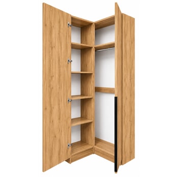 Rohová šatní skříň RIVA dub craft zlatý, výška 215 cm 2