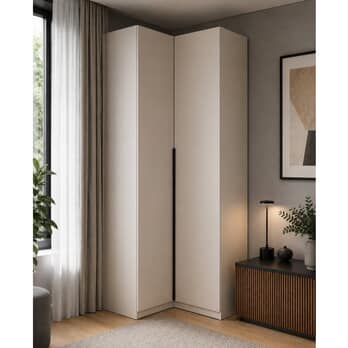 Rohová šatní skříň RIVA kašmírová, výška 215 cm 1