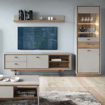 TV stolek RIVERO RIVF01 šedá/dub tmavý 1