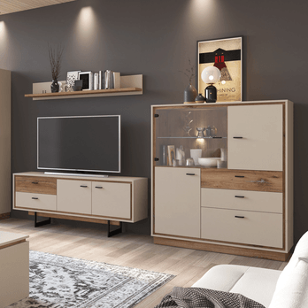 Vitrína RIVERO RIVV03 šedá/dub tmavý 1