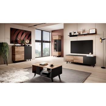 TV komoda RONDUM dub wotan/černá, šířka 150 cm 1
