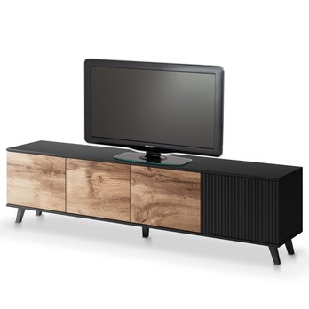 TV komoda RONDUM dub wotan/černá, šířka 200 cm 9