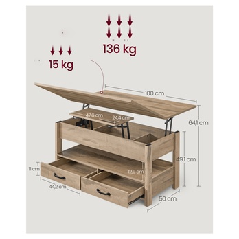 Konferenční stolek ROOM 3 světle hnědá 3