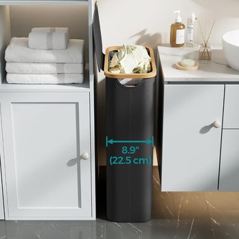 Koš na prádlo ROOTS 3 černá/bambus 1