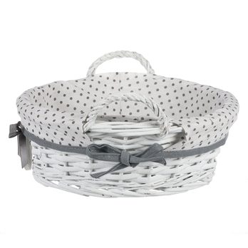 Košík s látkou ROSCOE bílá, šířka 32 cm 2