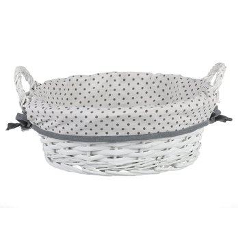 Košík s látkou ROSCOE bílá, šířka 32 cm 3