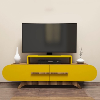 TV komoda  ROSE 1 ořech/žlutá 1