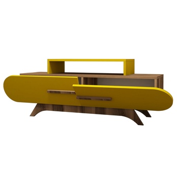 TV komoda  ROSE 1 ořech/žlutá 2