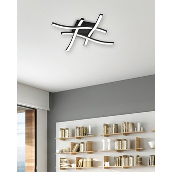 Stropní LED svítidlo ROUTE 3 matná černá, šířka 46 cm 1
