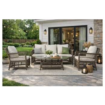 Zahradní set ROXA hnědá/krémová 1