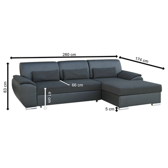 Sedací souprava ROYAL MINI pravá, černá 4
