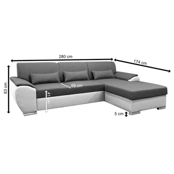 Sedací souprava ROYAL MINI pravá, šedá/bílá 7