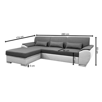 Sedací souprava ROYAL MINI levá, šedá/bílá 7