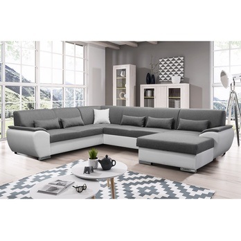 Sedací souprava ROYAL U pravá, šedá/bílá 1