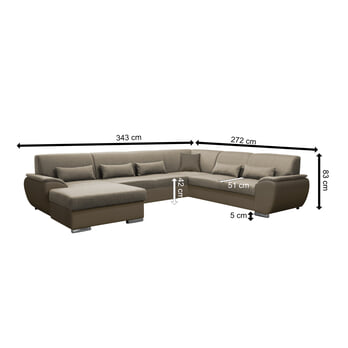 Sedací souprava ROYAL U levá, světle hnědá 8