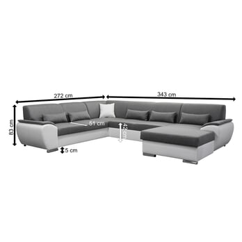 Sedací souprava ROYAL U pravá, šedá/bílá 7