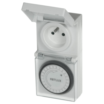 Venkovní spínací zásuvka mechanická RST12MDO bílá, denní 1