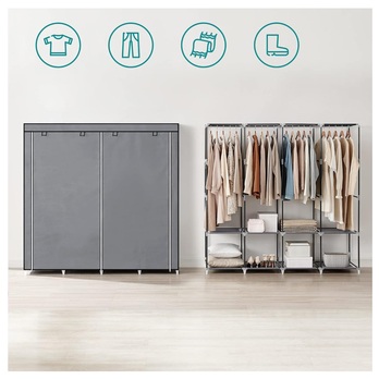 Látková šatní skříň RYG 3 šedá 2