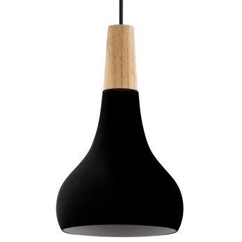 Závěsné svítidlo SABINAR černý kov/světle dřevo, průměr 18 cm 2