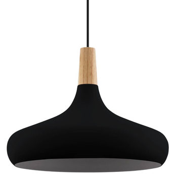 Závěsné svítidlo SABINAR černý kov/světle dřevo, průměr 40 cm 2