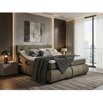 Polohovací postel s matrací a topperem SALENA hnědošedá, 160x200 cm 6