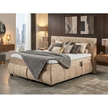 Polohovací postel s matrací a topperem SALENA béžová, 160x200 cm 1