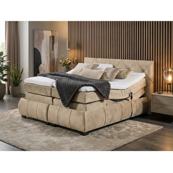 Polohovací postel s matrací a topperem SALENA béžová, 160x200 cm 6