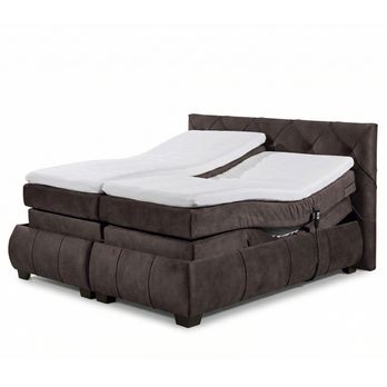 Polohovací postel s matrací a topperem SALENA tmavě hnědá, 160x200 cm 2