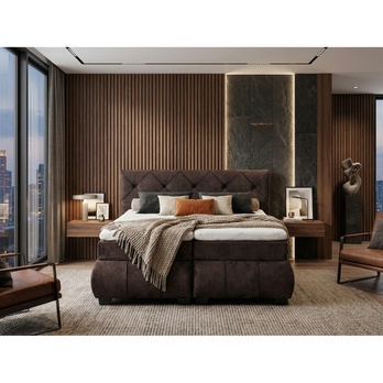 Polohovací postel s matrací a topperem SALENA tmavě hnědá, 160x200 cm 5