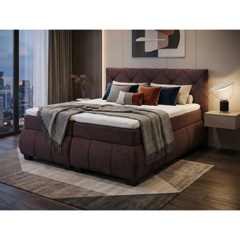 Polohovací postel s matrací a topperem SALENA kaštanová, 160x200 cm 1