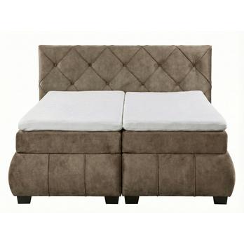 Polohovací postel s matrací a topperem SALENA hnědošedá, 180x200 cm 3