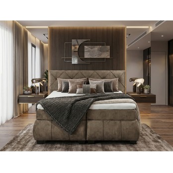 Polohovací postel s matrací a topperem SALENA hnědošedá, 180x200 cm 5