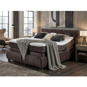 Polohovací postel s matrací a topperem SALENA tmavě hnědá, 180x200 cm 6