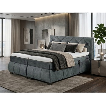 Polohovací postel s matrací a topperem SALENA šedá, 180x200 cm 1