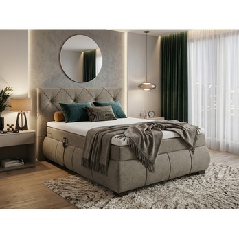 Polohovací postel s matrací a topperem SALENA hnědošedá, 120x200 cm 1