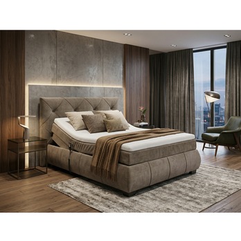 Polohovací postel s matrací a topperem SALENA hnědošedá, 120x200 cm 5