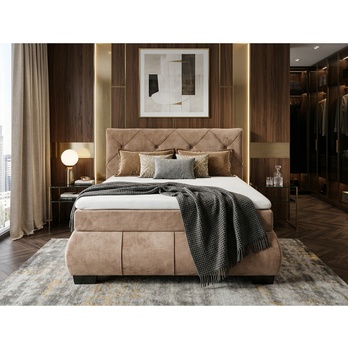 Polohovací postel s matrací a topperem SALENA béžová, 120x200 cm 1