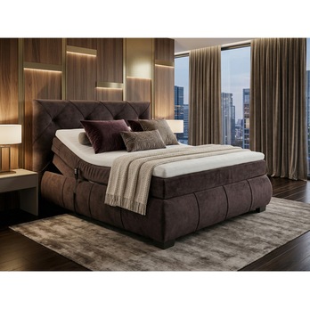 Polohovací postel s matrací a topperem SALENA tmavě hnědá, 120x200 cm 4