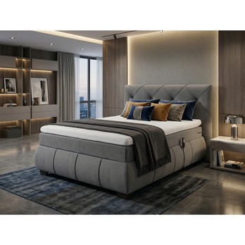 Polohovací postel s matrací a topperem SALENA šedá, 120x200 cm 1