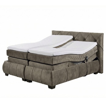 Polohovací postel s matrací a topperem SALENA hnědošedá, 160x200 cm 2